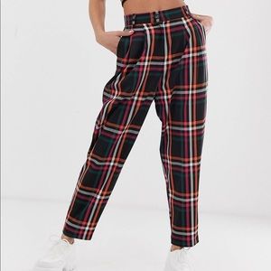 ASOS design tapered pants in wow colorful check